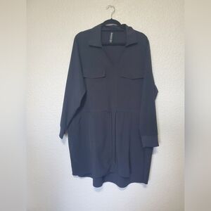 Athleta Black Long Sleeve V-Neck Zuma Shirt Dress Plus Size Women's 1X